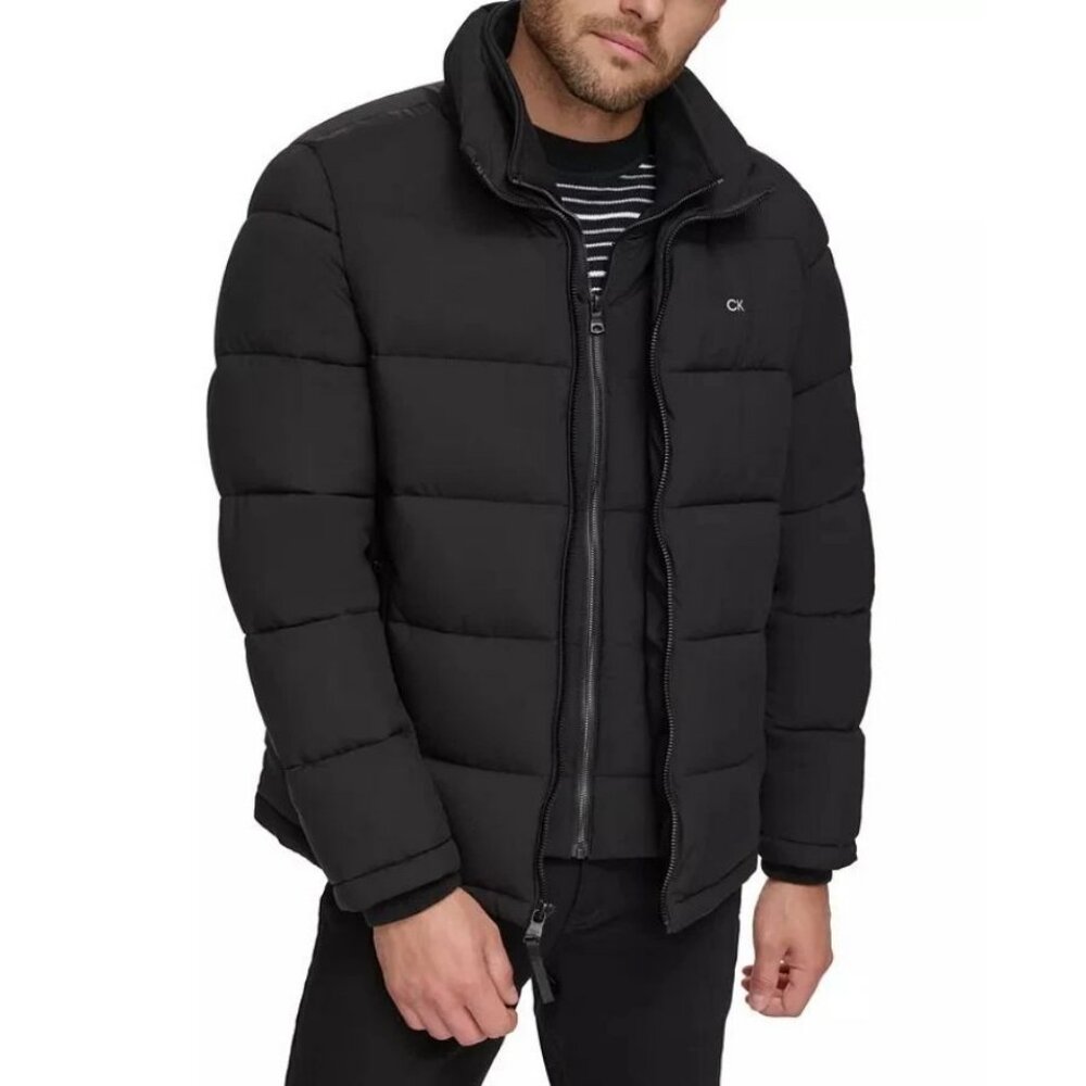 Calvin Klein Black Full Zip Quilted Puffer Coat S